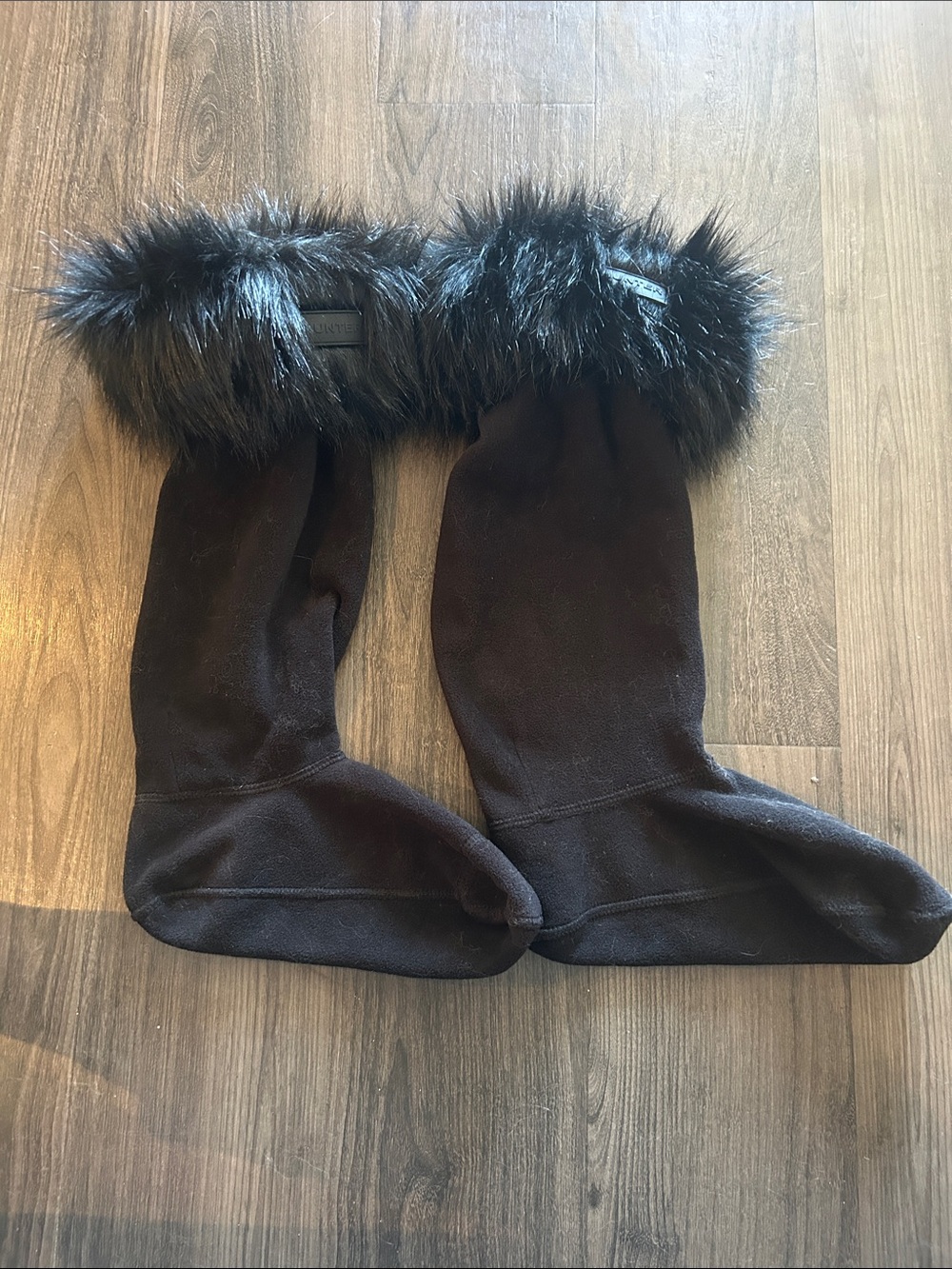Hunter Kids Black Faux-Fur Bootliners
